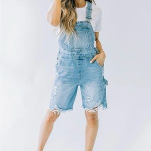 Bermuda Frayed Shortalls NWT